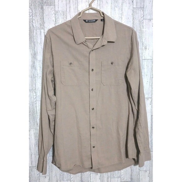 Travis Mathew Other - Travis Mathew Cloud Flannel Button Up Shirt Tan Men's Size Large
